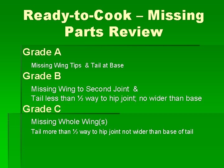 Ready-to-Cook – Missing Parts Review Grade A Missing Wing Tips & Tail at Base