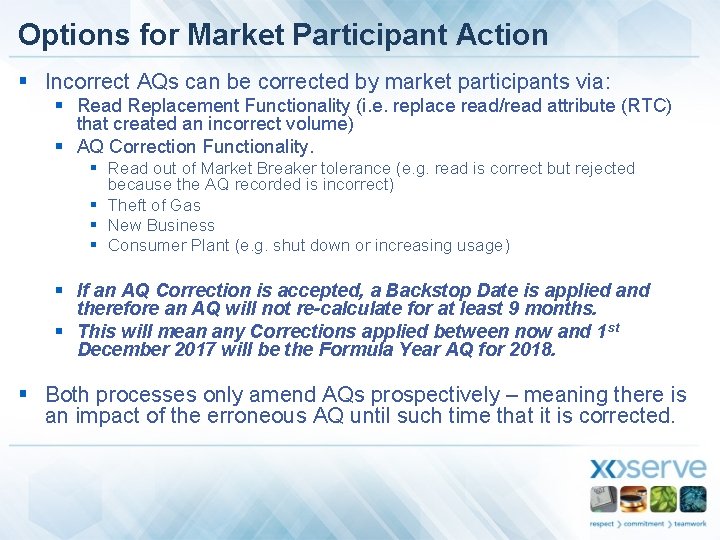 Options for Market Participant Action § Incorrect AQs can be corrected by market participants