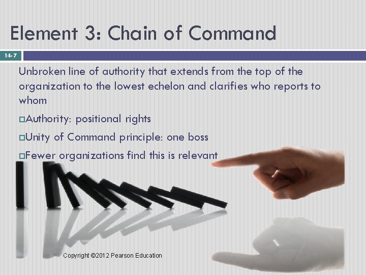 Element 3: Chain of Command 14 - 7 Unbroken line of authority that extends