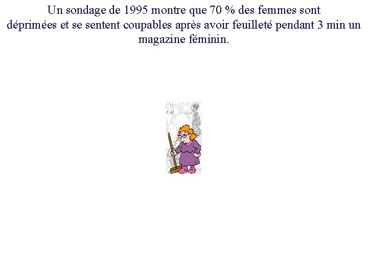 Un sondage de 1995 montre que 70 % des femmes sont déprimées et se