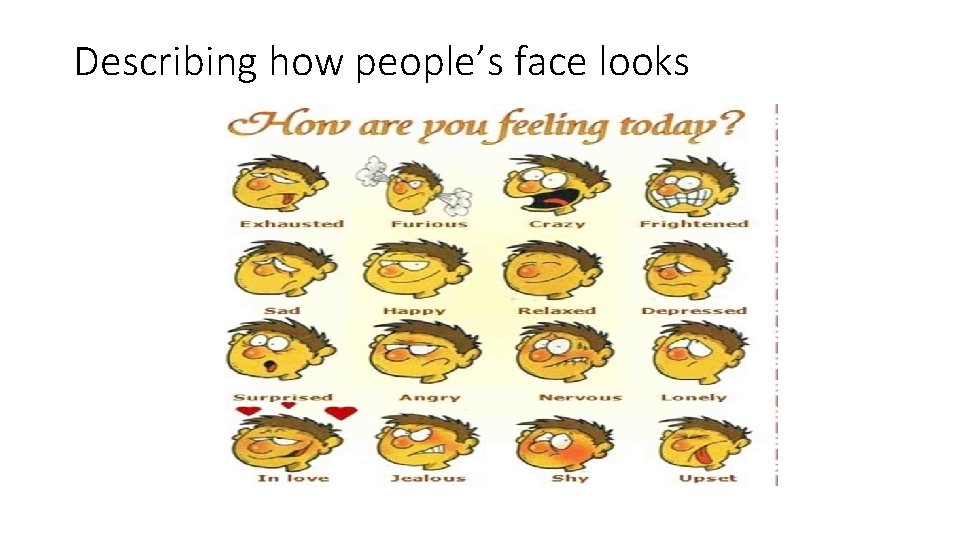 Describing how people’s face looks 