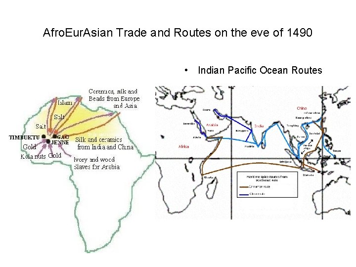 Afro. Eur. Asian Trade and Routes on the eve of 1490 • Indian Pacific