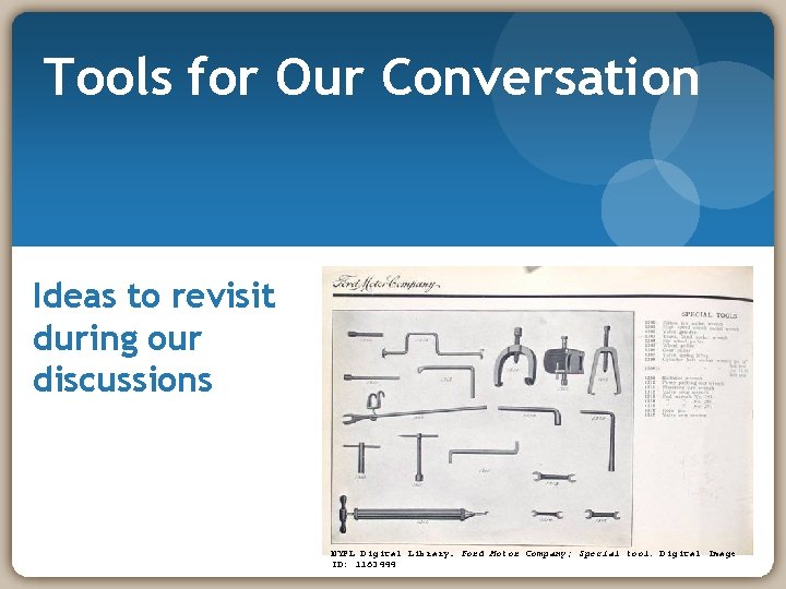 Tools for Our Conversation Ideas to revisit during our discussions NYPL Digital Library. Ford