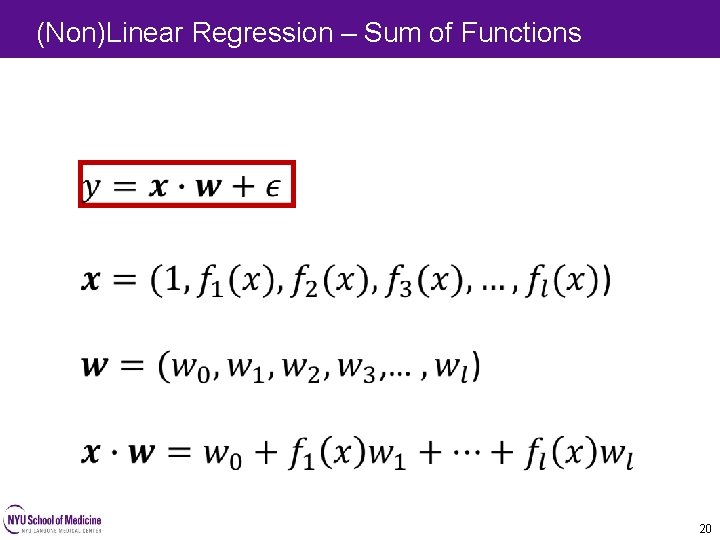 (Non)Linear Regression – Sum of Functions 20 20 (Non)Linear Regression – Sum of Functions 20 20