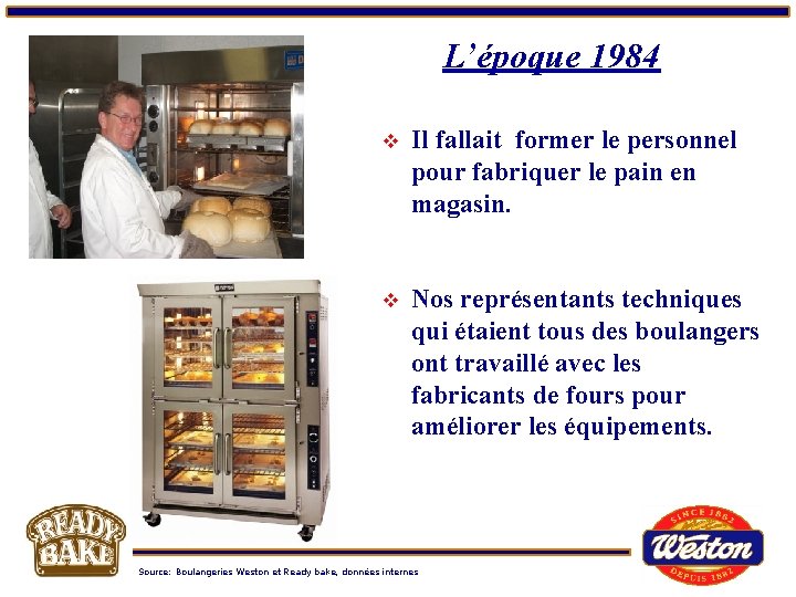 L’époque 1984 v Il fallait former le personnel pour fabriquer le pain en magasin.