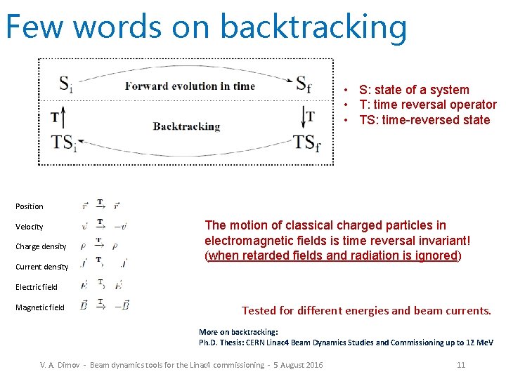 Few words on backtracking • S: state of a system • T: time reversal