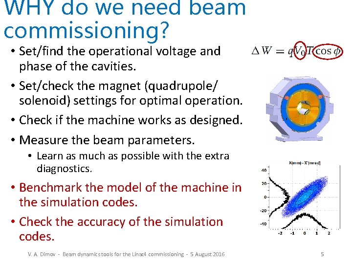 WHY do we need beam commissioning? • Set/find the operational voltage and phase of