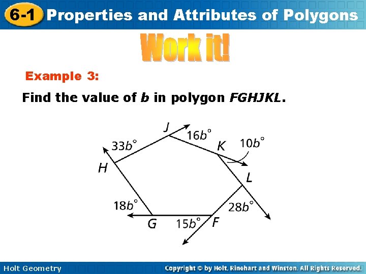 6 -1 Properties and Attributes of Polygons Example 3: Find the value of b