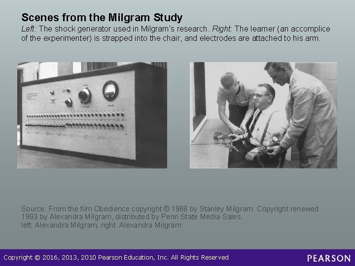 Scenes from the Milgram Study Left: The shock generator used in Milgram’s research. Right: