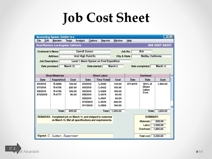 Job Cost Sheet C 2 Atef Abuelaish 44 