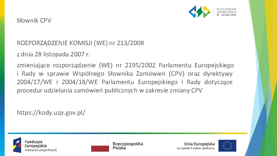 Słownik CPV ROZPORZĄDZENIE KOMISJI (WE) nr 213/2008 z dnia 28 listopada 2007 r. zmieniające