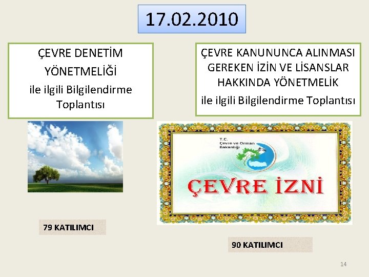 17. 02. 2010 ÇEVRE DENETİM YÖNETMELİĞİ ile ilgili Bilgilendirme Toplantısı ÇEVRE KANUNUNCA ALINMASI GEREKEN