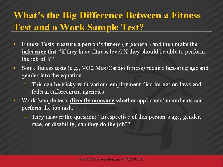 WWW FPSI COM Using WorkSample Physical Ability Tests