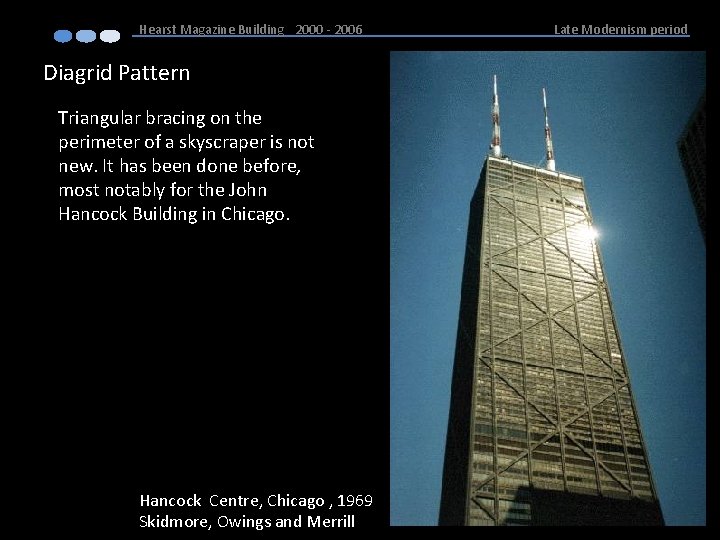 Hearst Magazine Building 2000 - 2006 Diagrid Pattern Triangular bracing on the perimeter of