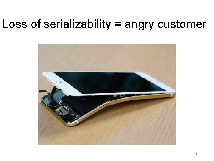 Loss of serializability = angry customer 4 