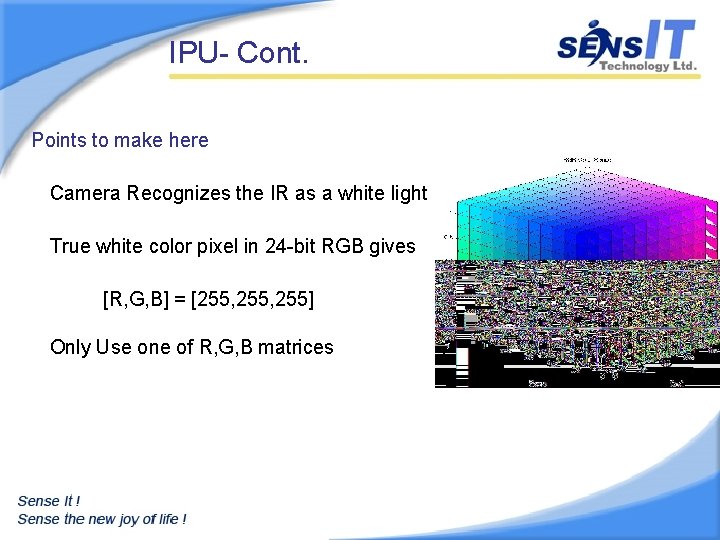 IPU- Cont. Points to make here Camera Recognizes the IR as a white light