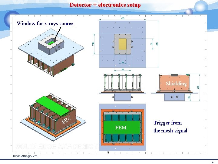 Detector + electronics setup 4 Window for x-rays source Shielding C FE FEM Trigger