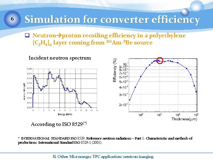 6 Simulation for converter efficiency q Neutron proton recoiling efficiency in a polyethylene [C