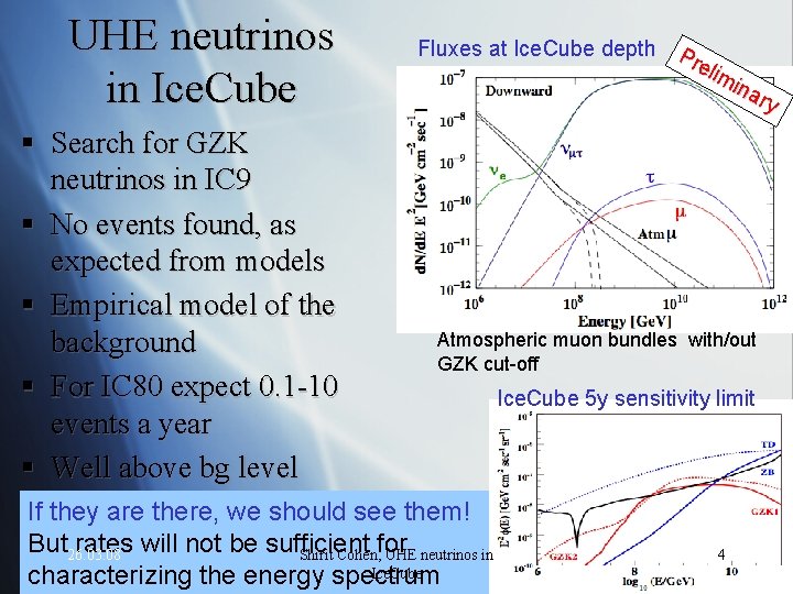 UHE neutrinos in Ice. Cube § Search for GZK neutrinos in IC 9 §