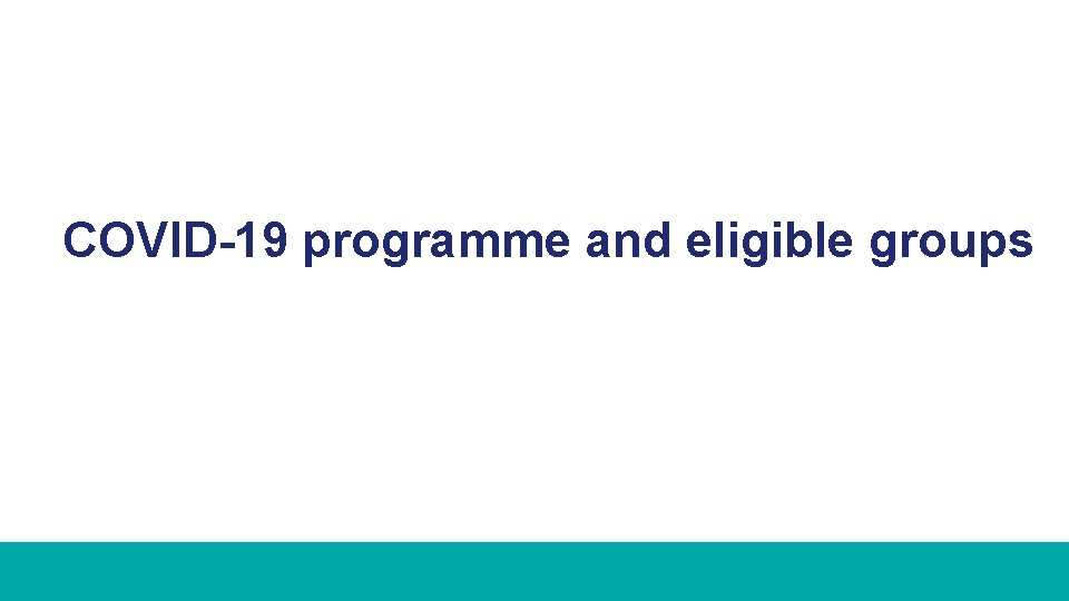 COVID-19 programme and eligible groups 