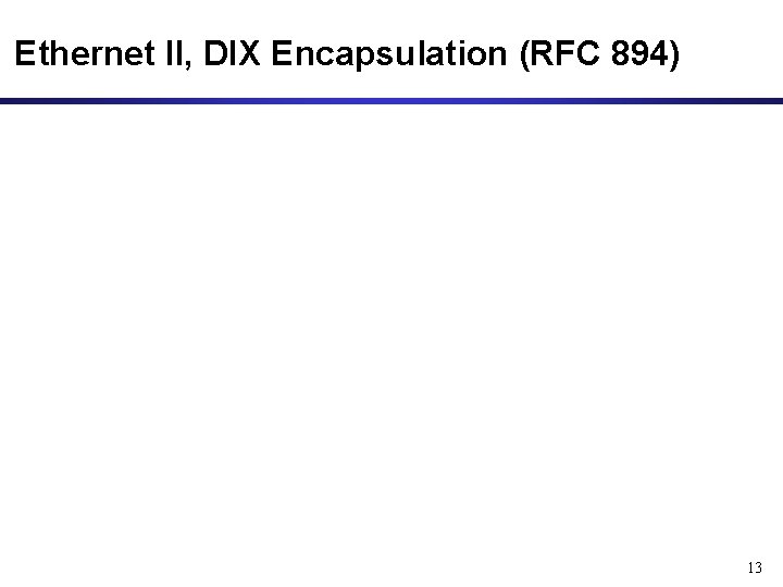 Ethernet II, DIX Encapsulation (RFC 894) 13 