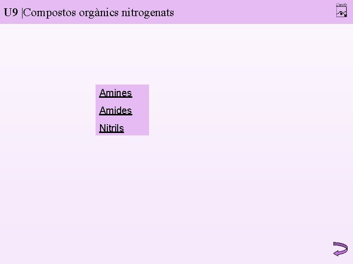 U 9 |Compostos orgànics nitrogenats Amines Amides Nitrils 