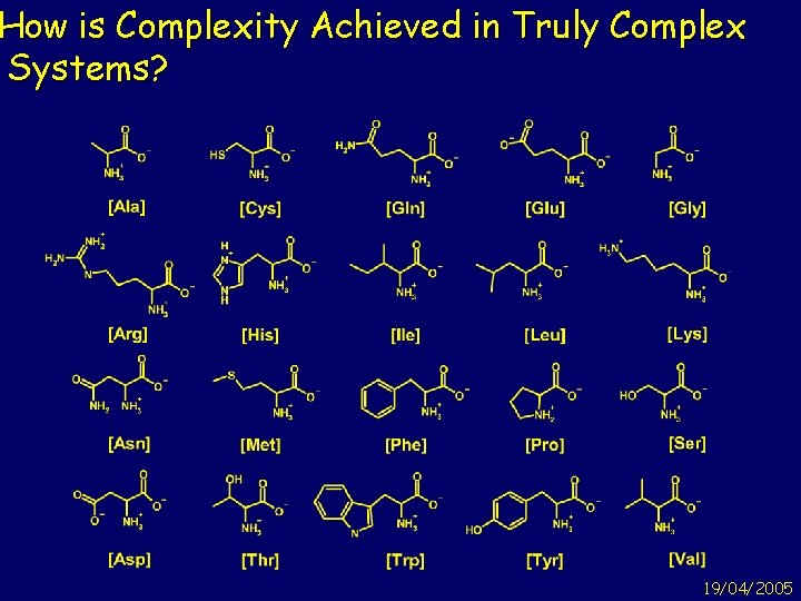 How is Complexity Achieved in Truly Complex Systems? 19/04/2005 
