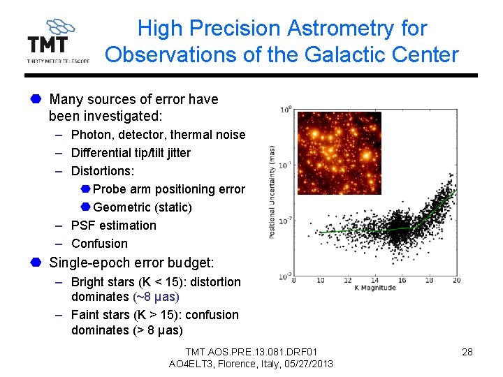High Precision Astrometry for Observations of the Galactic Center Many sources of error have