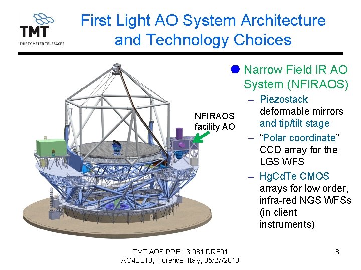First Light AO System Architecture and Technology Choices Narrow Field IR AO System (NFIRAOS)