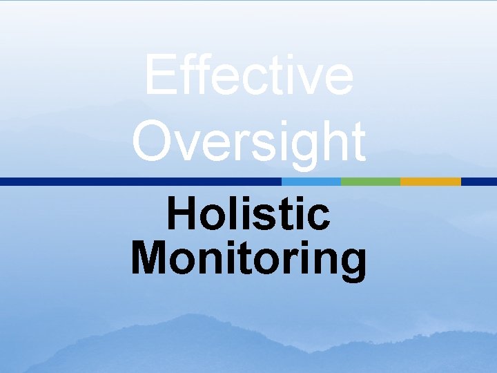 Effective Oversight Holistic Monitoring 