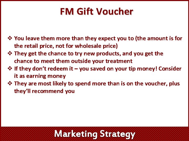 FM Gift Voucher v You leave them more than they expect you to (the