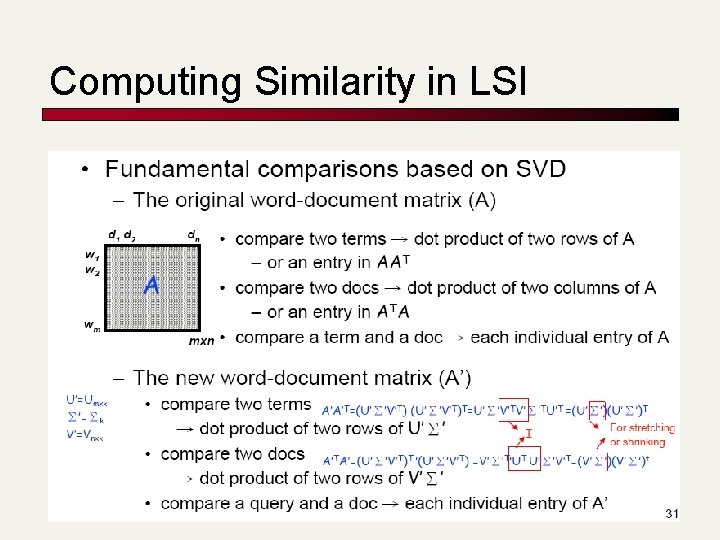 Computing Similarity in LSI 