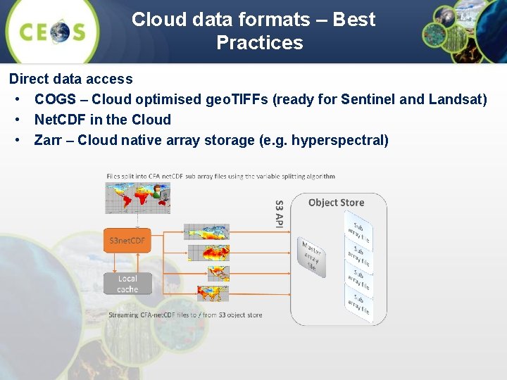 Cloud data formats – Best Practices Direct data access • COGS – Cloud optimised