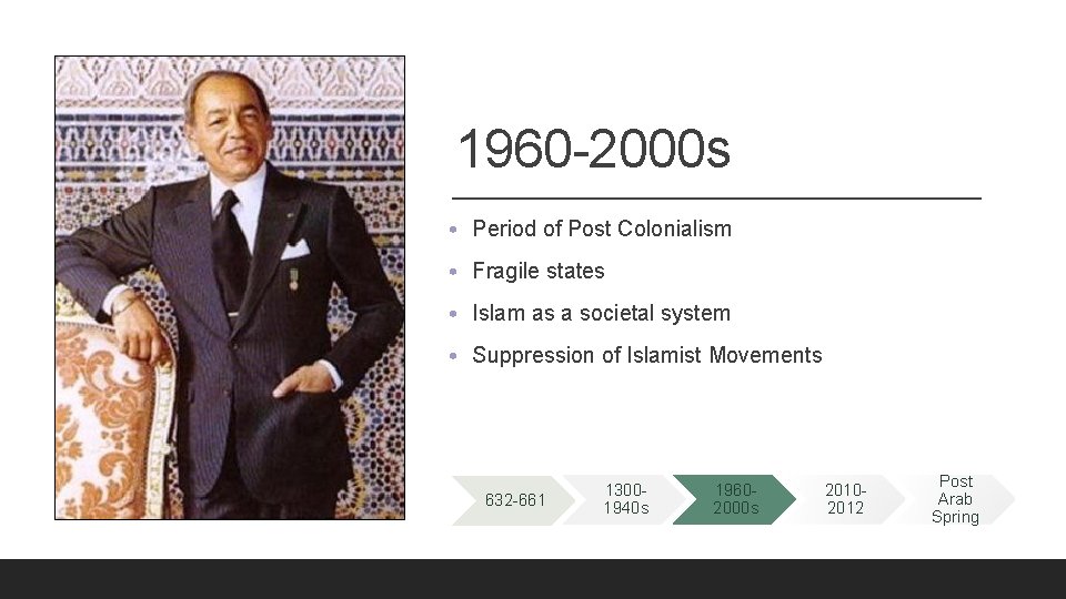 1960 -2000 s • Period of Post Colonialism • Fragile states • Islam as