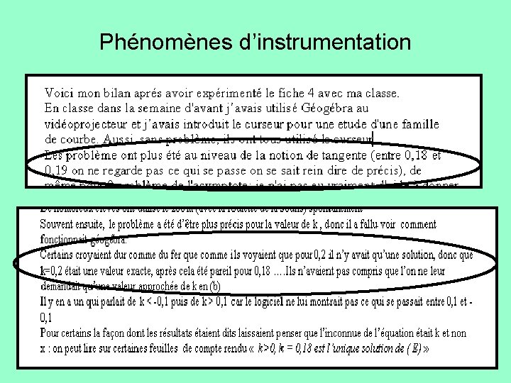 Phénomènes d’instrumentation 