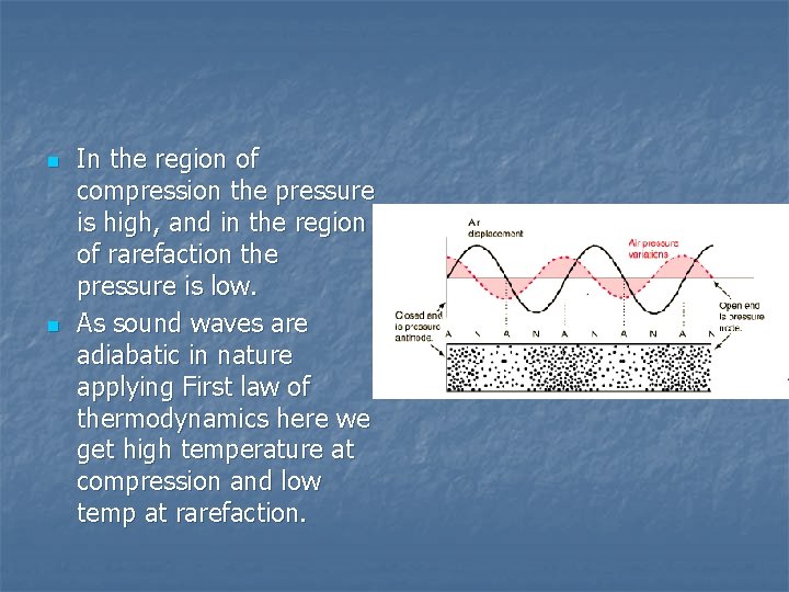 n n In the region of compression the pressure is high, and in the