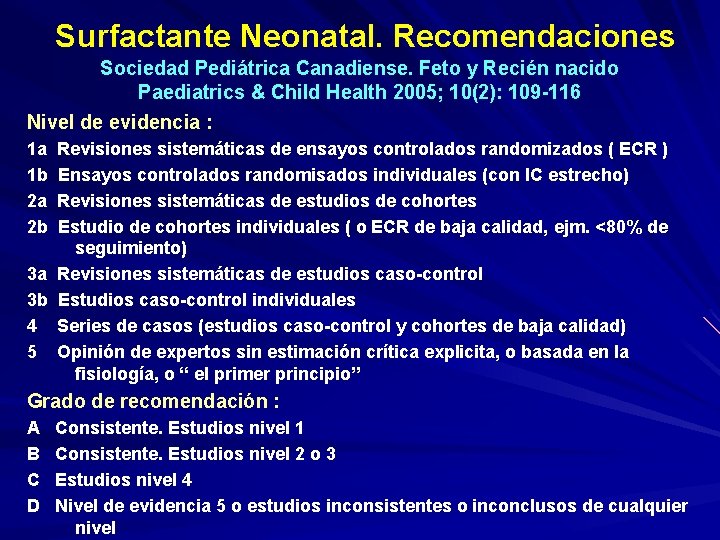 Surfactante Neonatal. Recomendaciones Sociedad Pediátrica Canadiense. Feto y Recién nacido Paediatrics & Child Health