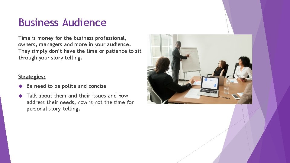 Business Audience Time is money for the business professional, owners, managers and more in