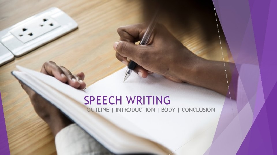 SPEECH WRITING OUTLINE | INTRODUCTION | BODY | CONCLUSION 