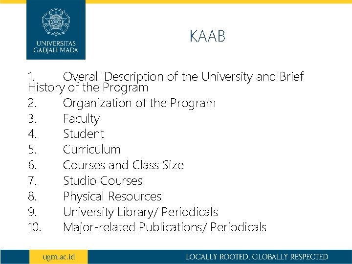 KAAB 1. Overall Description of the University and Brief History of the Program 2.