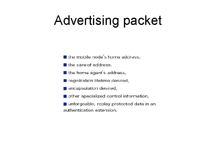 Advertising packet Advertising packet