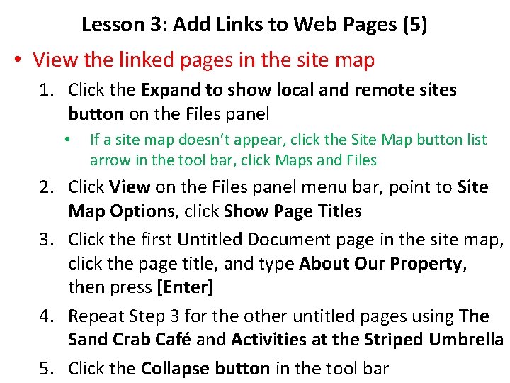 Lesson 3: Add Links to Web Pages (5) • View the linked pages in