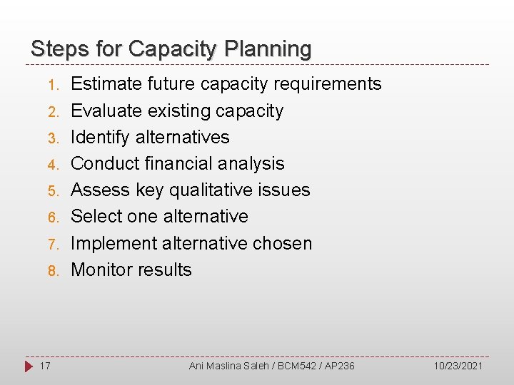 Steps for Capacity Planning 1. 2. 3. 4. 5. 6. 7. 8. 17 Estimate