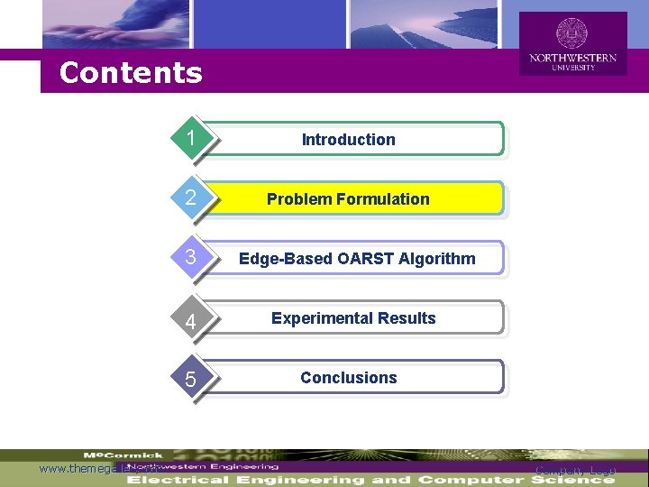 Logo Contents 1 Introduction 2 Problem Formulation 3 Edge-Based OARST Algorithm 4 Experimental Results