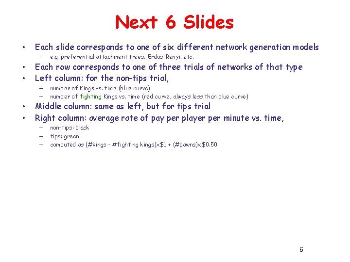 Next 6 Slides • Each slide corresponds to one of six different network generation