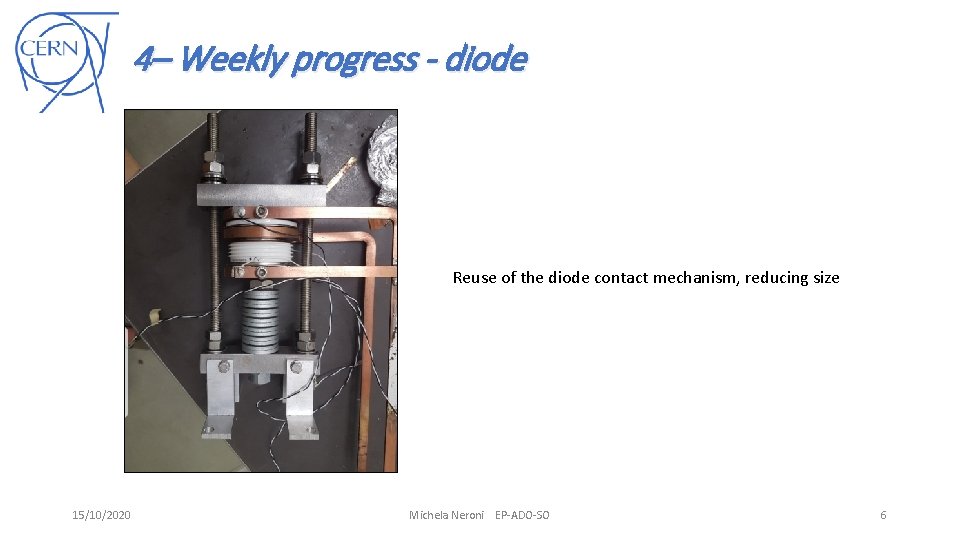 4– Weekly progress - diode Reuse of the diode contact mechanism, reducing size 15/10/2020