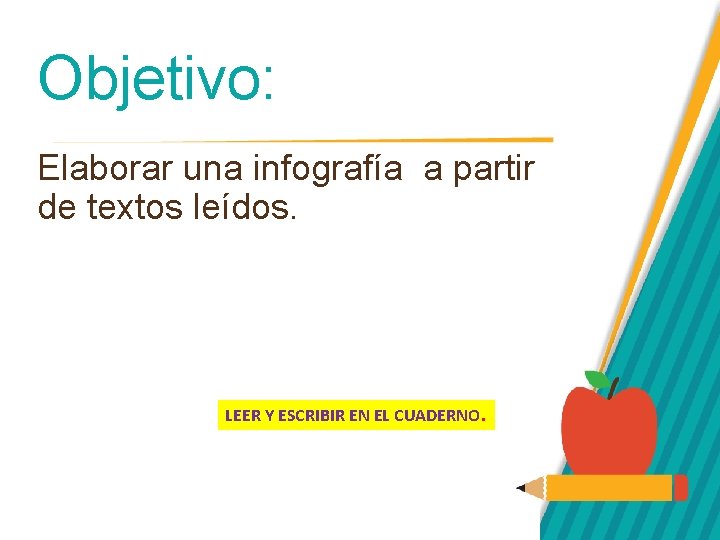 Objetivo: Elaborar una infografía a partir de textos leídos. LEER Y ESCRIBIR EN EL