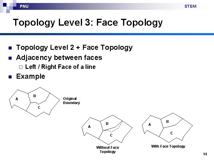 PNU STEM Topology Level 3: Face Topology n n Topology Level 2 + Face