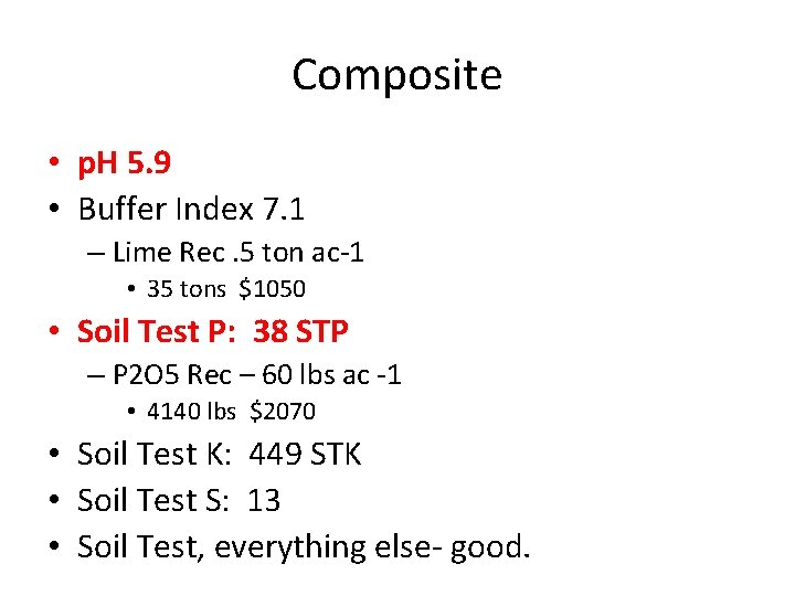 Composite • p. H 5. 9 • Buffer Index 7. 1 – Lime Rec.