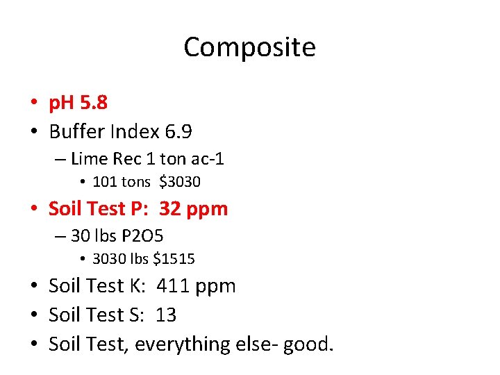 Composite • p. H 5. 8 • Buffer Index 6. 9 – Lime Rec